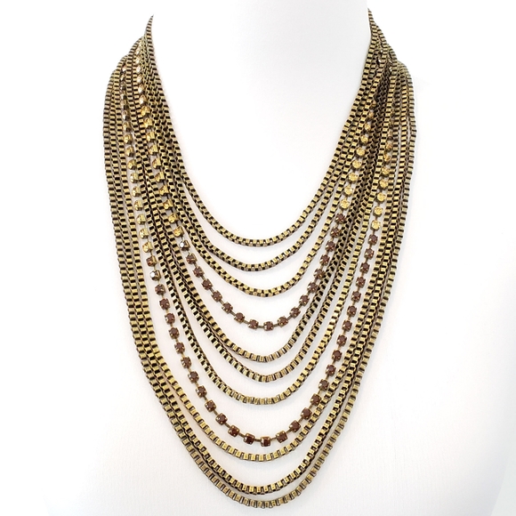 LOFT Jewelry - LOFT Necklace Multi Strand Box Chains Rhinestones